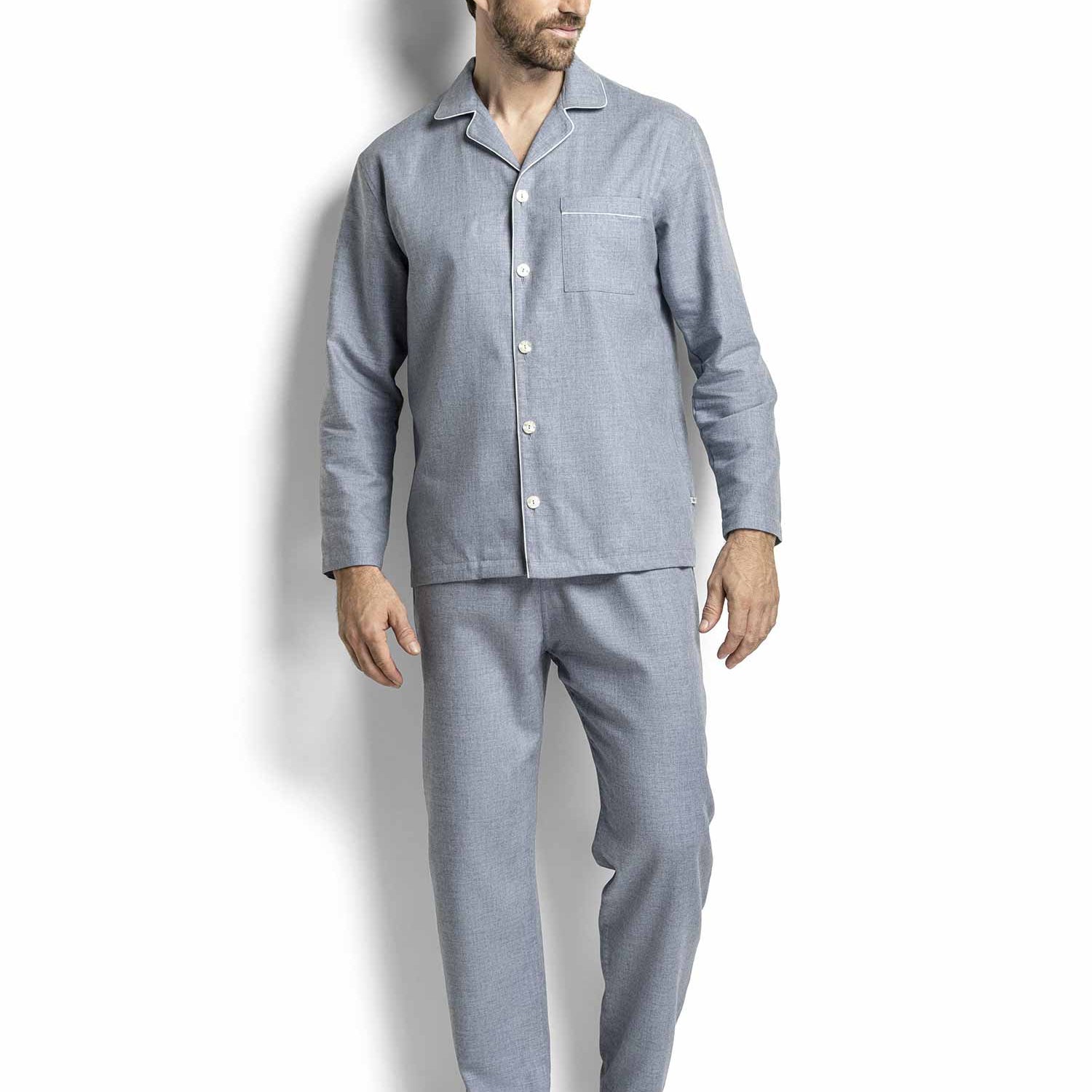 Pyjama lang, aus Baumwolle und Kaschmir, SWISSLINE PREMIUM WOVEN