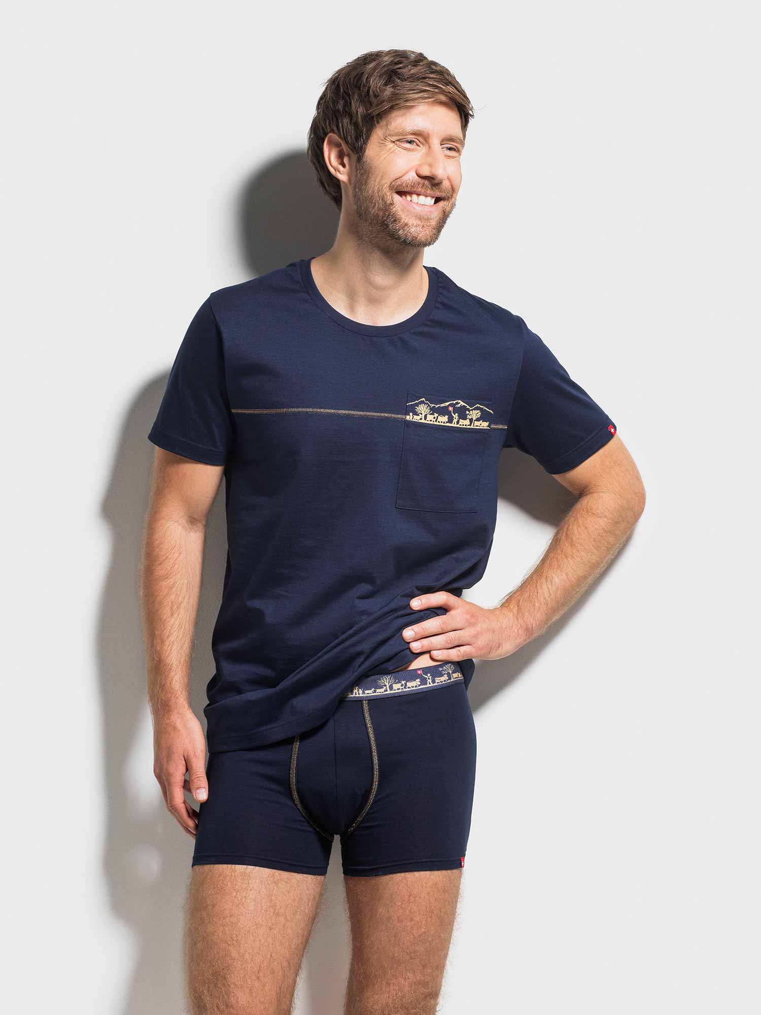 衬衫短袖，深蓝色，SCHWINGER 