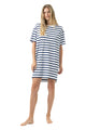 Camicia da notte, camicia da notte, maniche corte, a righe, STRISCE RISCALDANTI 