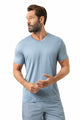 T-shirt à col en V SELECTION en couleur d'été sea breath (bleu clair) 