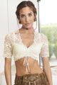Dirndl-Blouse, manches courtes, avec col en V, MARTINA - Pièces uniques! 