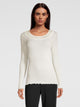 Long-sleeve shirt, round neck, with satin trim, WOOL AND SILK 