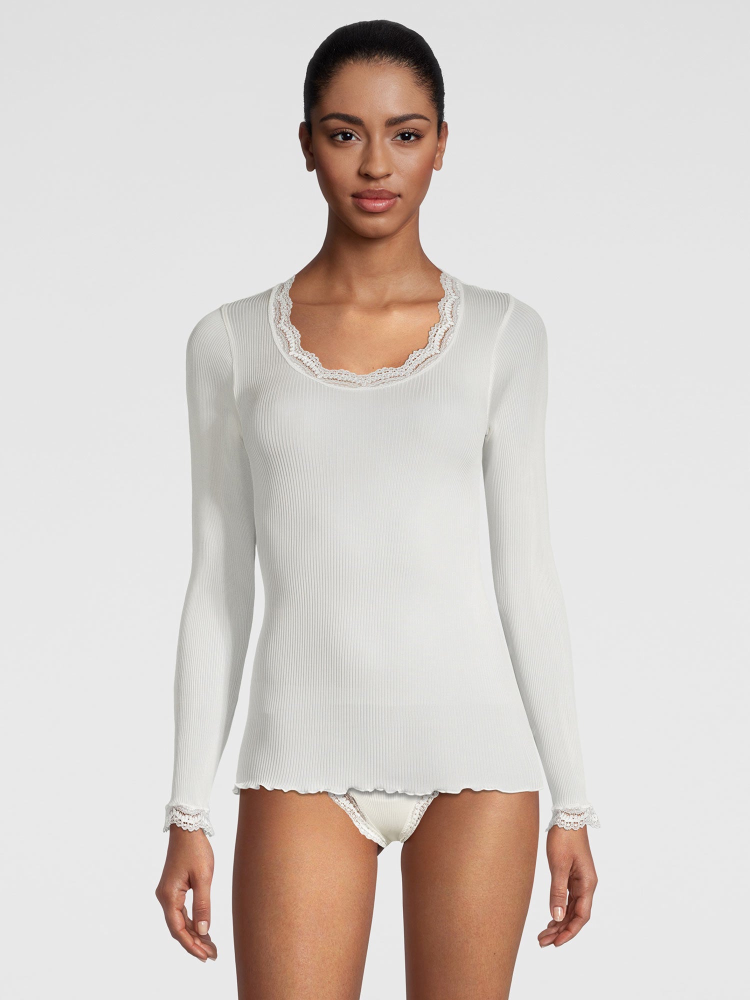 Shirt langarm, mit Dentelle de Calais®-Spitze, PURE SILK