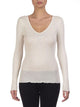 Chemise à manches longues, col en V, WOOL AND SILK 