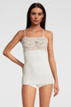 Top a spaghetti con pizzo Leavers, PURE SILK 