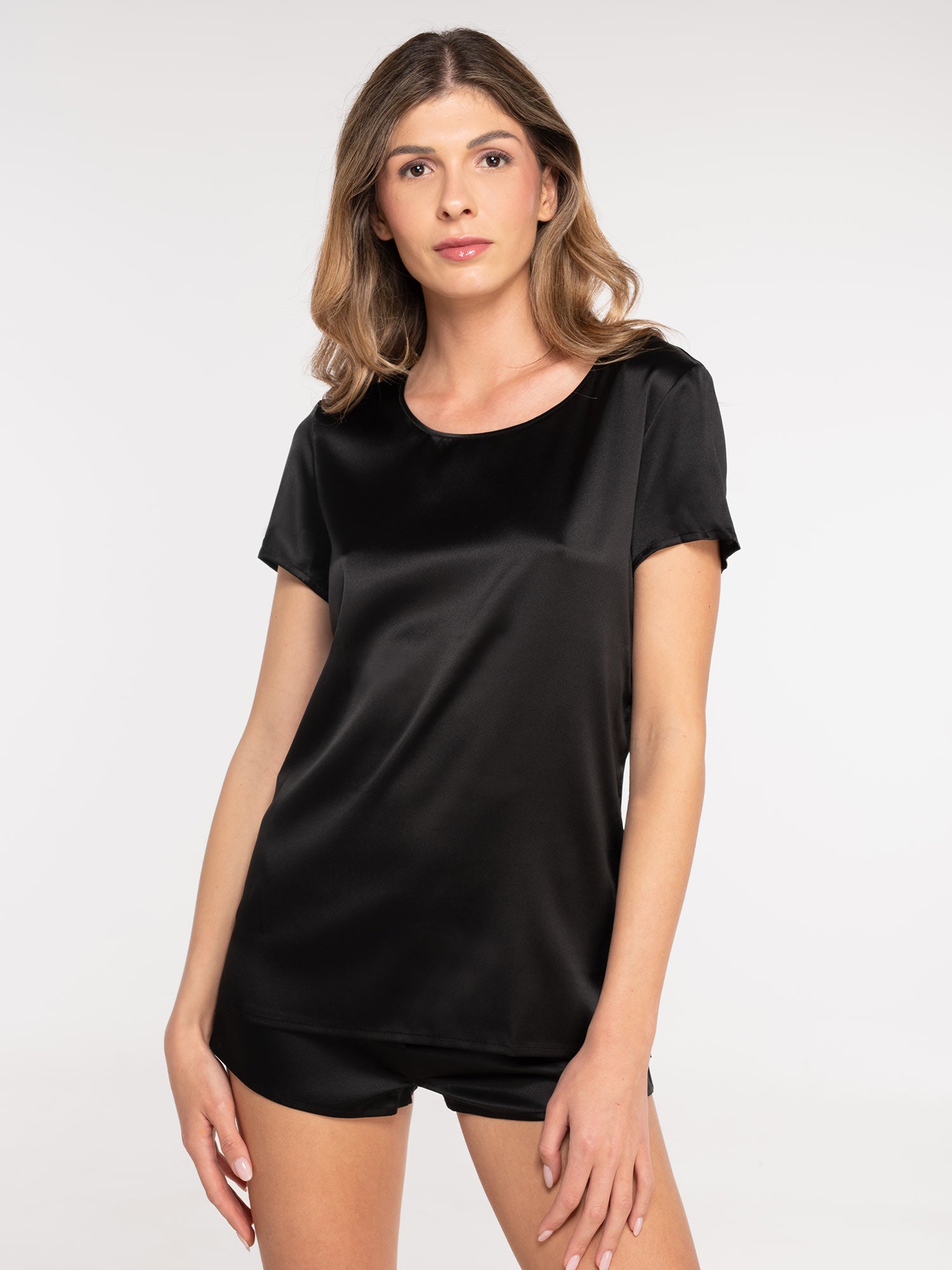 قميص، بأكمام قصيرة، PURE SILK STRETCH 