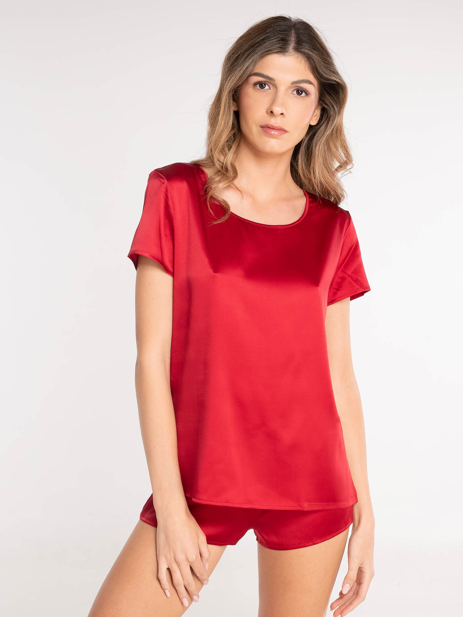 قميص، بأكمام قصيرة، PURE SILK STRETCH 