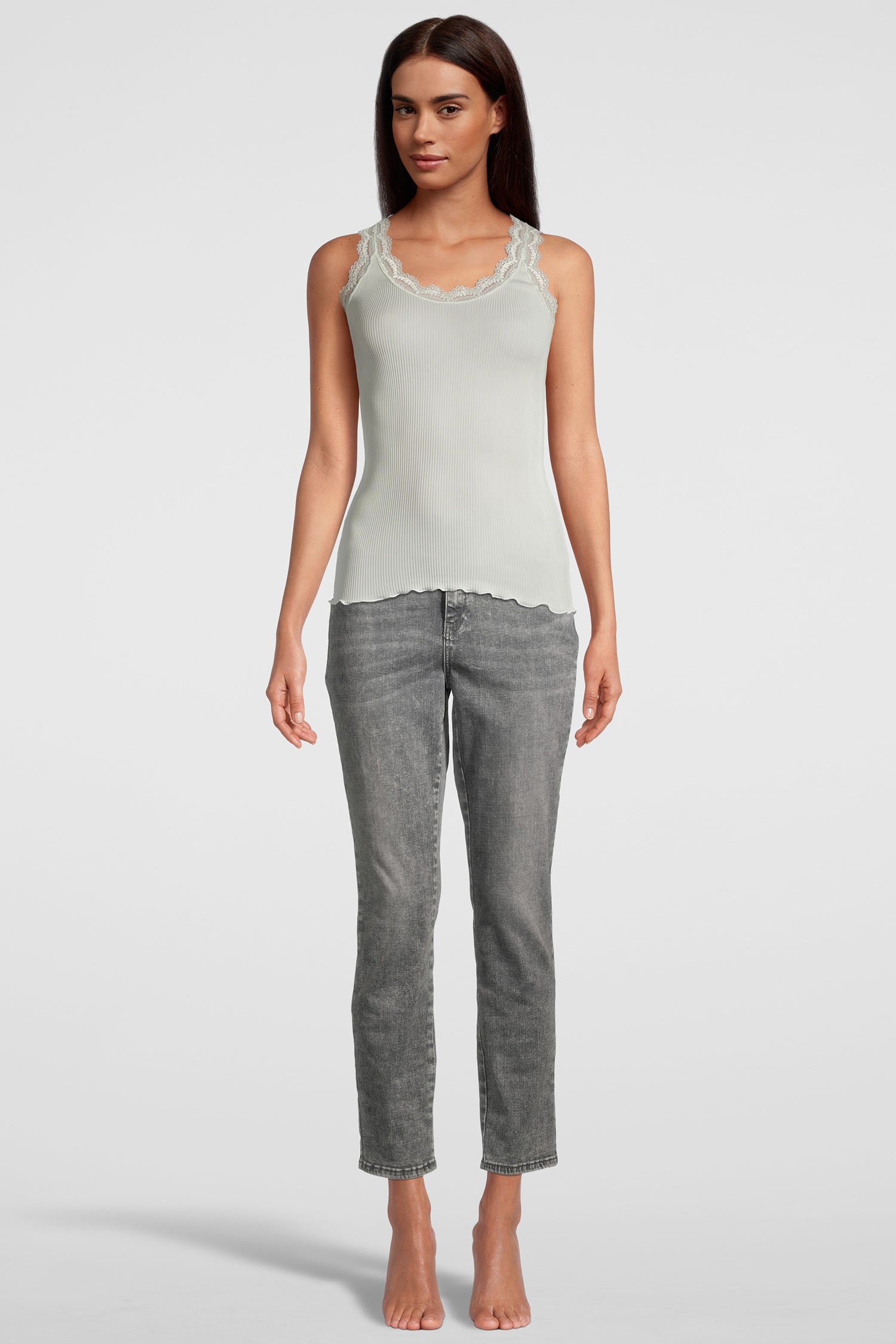 Tank-顶部 配有“Dentelle de Calais®”蕾丝，PURE SILK 