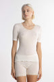scollo rotondo-Maglietta con pizzo, WOOL AND SILK 