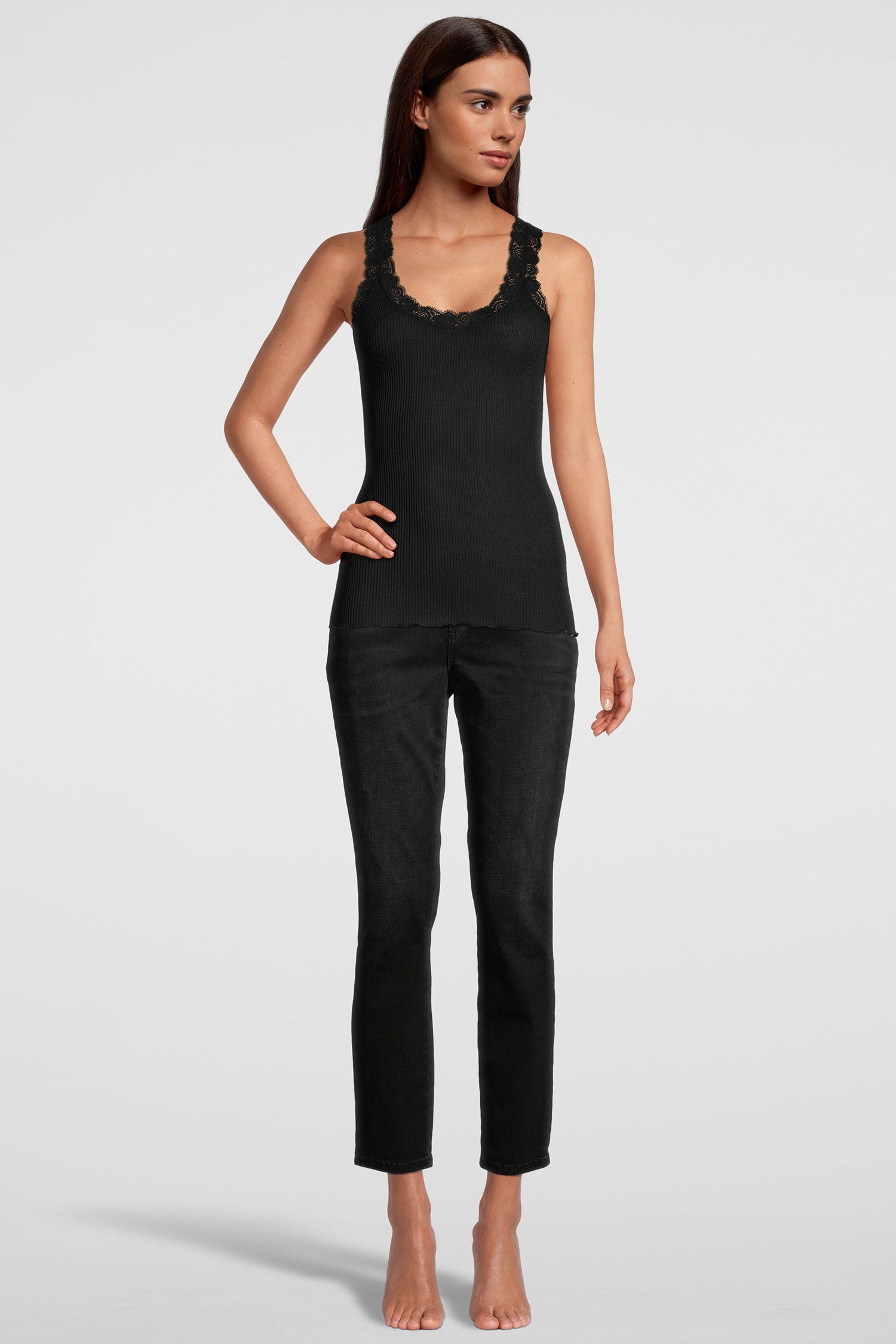 带有蕾丝的背心-顶部, WOOL AND SILK 