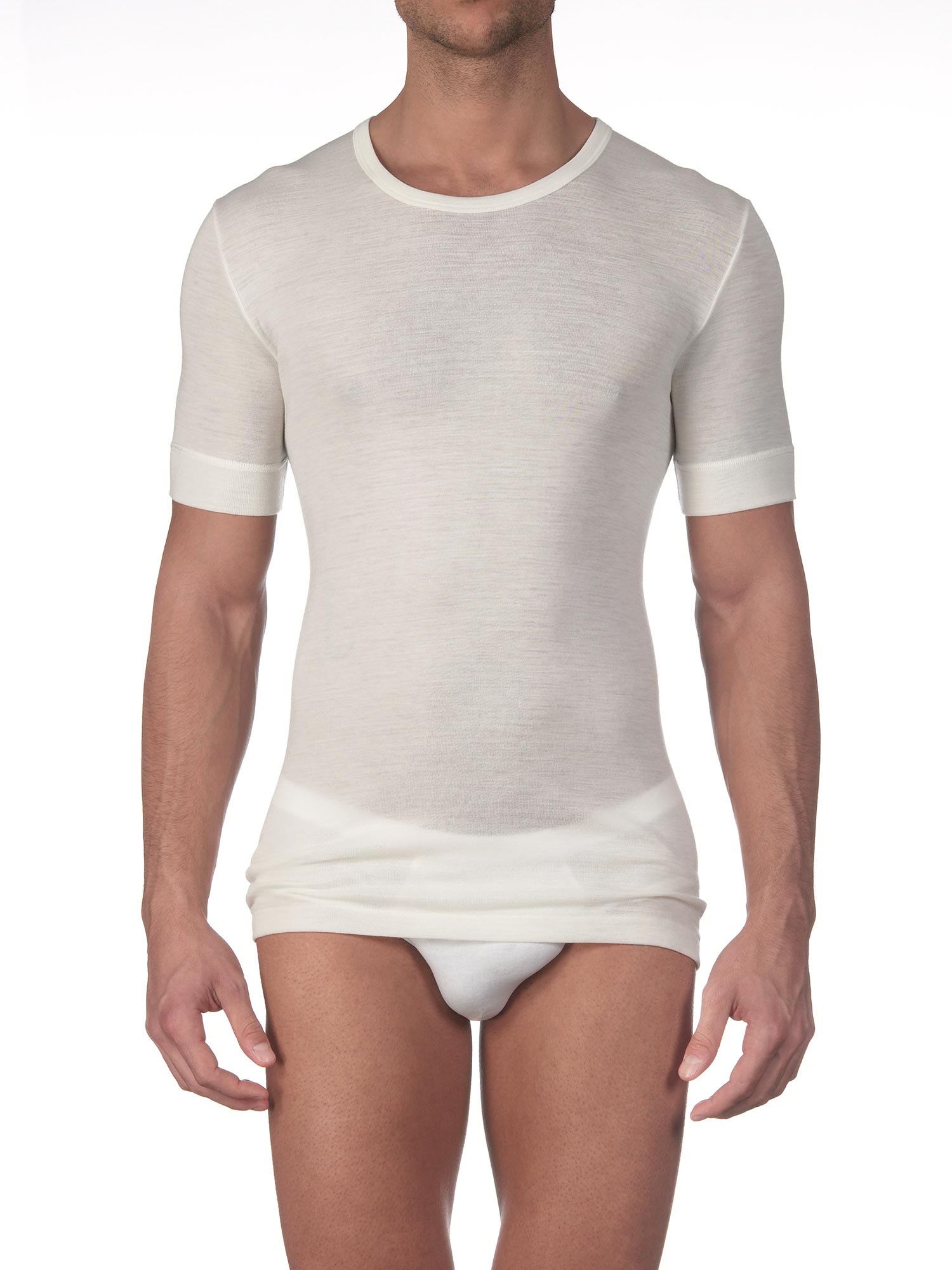 T-Shirt, Rundhals, EXTRA FINE MERINO WOOL SUPER 100S