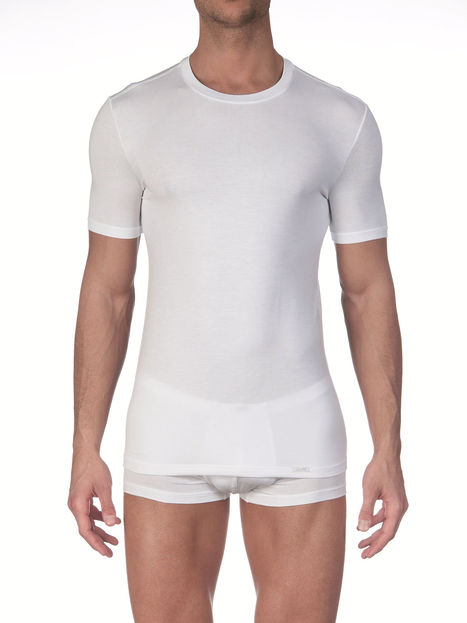 تي شيرت، خط رقبة مستدير, STRETCH JERSEY 