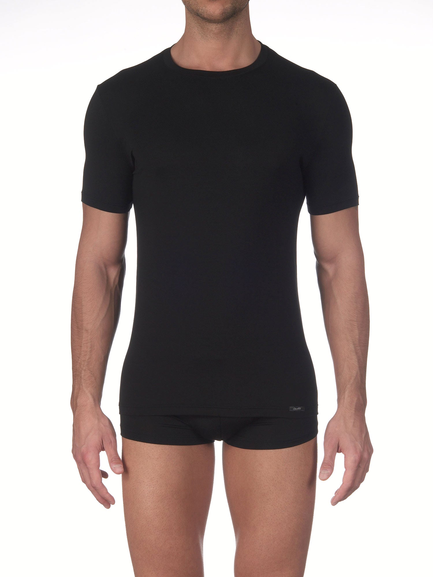 تي شيرت، خط رقبة مستدير, STRETCH JERSEY 