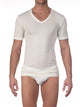 T-shirt, scollo a V, EXTRA FINE MERINO WOOL SUPER 100S 