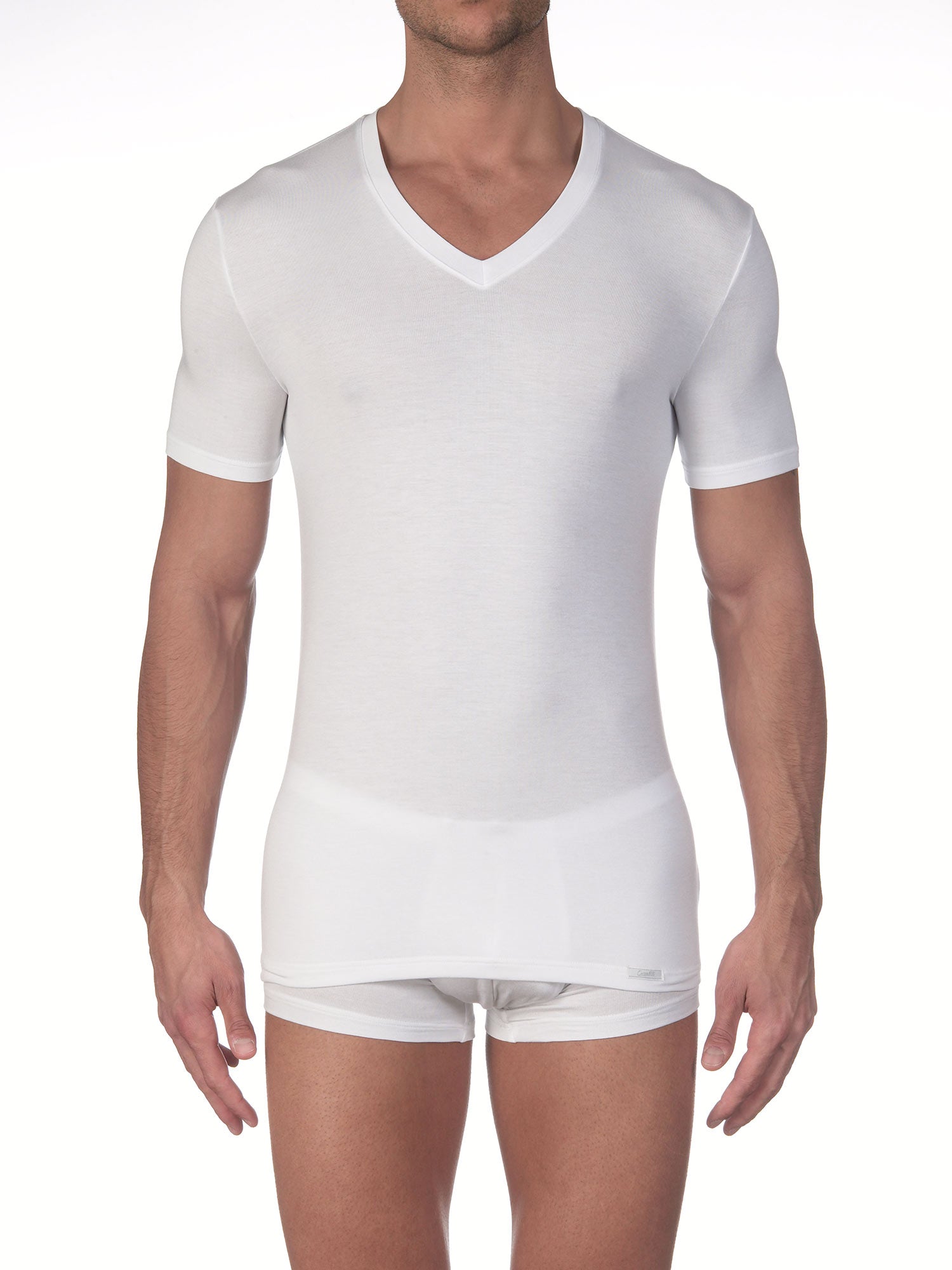T-Shirt, V-Neck, STRETCH JERSEY 