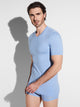 T-shirt, short sleeve, V-neck, 700 PURENESS, in summer color bel air blue 